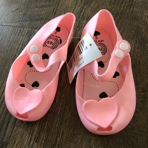 NWT Sz 8 P&W Valentine Pink Minnie Melissa Style Shoes with Hearts
